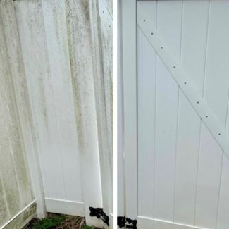 fence before and after pressure washing
